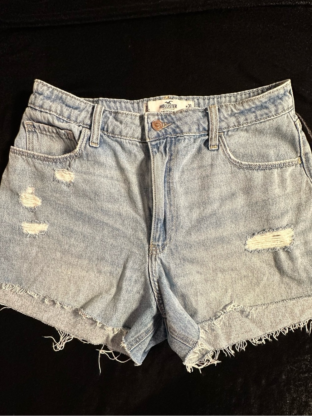 Hollister Light Blue Distressed Denim Shorts size 11 W30